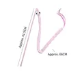 Pink plush caterpillar cat wand toy with soft bean velvet fabric and long wand handle - Pink Bean Velvet Caterpillar