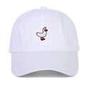 Berretto da baseball in cotone bianco con ricamo anatra dei cartoni animati sul davanti - Regolabile / Bianco