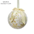 7.2cm white Christmas foam ball ornament with gold snowflakes and a yellow silk bow - Yellow Snowflake Ball