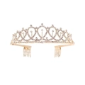 Elegant gold rhinestone tiara for birthday girl with secure side combs for styling - Gold Rhinestone Crown Charm