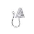 Polsino naso argento a forma di U con design a triangolo e pietre di zirconi chiari - Stile Triangolo con Strass Argento (A-458)