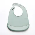 Waterproof mint green silicone baby bib with adjustable neck strap and wide food catcher - Small / Dark Green