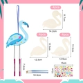 DIY blue flamingo wood wind chime kit with craft supplies and size dimensions - 12Pcs Flamingo DIY Kit