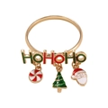 Rond de serviette de Noël avec finition dorée et design festif à lettres HOHOHO élégant - Style HOHOHO Doré (Z1335)
