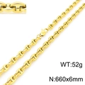 Collana a catena ancora dorata con maglia a naso di maiale, lunga 660mm e larga 6mm - Collana a Catena Naso di Maiale (KN230522) / 660x6mm / Collana Oro
