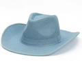 Cappello da cowboy western in pelle scamosciata celeste con tesa arricciatura e cuciture - M (56-58cm) / Stile di Cucitura a Più Righe Blu Chiaro (06) / Azzurro
