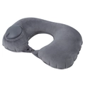 Portable dark grey inflatable U-shaped neck pillow with soft velvet texture for travel - Crystal Velvet / Neck Pillow / Dark Gray