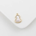 18k gold plated gourd charm with white mother of pearl inlay for DIY jewelry - Gourd Shape 17*12mm