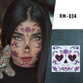 Halloween face tattoo sticker RM-034 with purple floral patterns and heart eye designs - Purple Magenta Scrolled Patterns(RM-034)