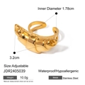 Detailweergave van de afmetingen van de 18k vergulde rvs croissant ring met gewicht - Croissant Open Ring JDR2405039