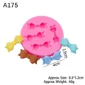 Pink silicone bow candy mold with 5 cavity shapes and finished resin bow samples - Style 1 / Pink