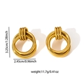 Polished 18K gold plated stainless steel heart hoop earrings with product dimensions - E0702 (Gold/Multi-loop Overlap)