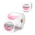 Roll of 500 pink watercolor round thermal stickers 50.8mm for shipping labels - 2*2 Inch Round-500pcs (Roll)-Logo / Pink Watercolor