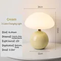 Lampe champignon crème en céramique beige avec LED variable pour la chambre - Gradation 3 Couleurs USB (9 Niveaux) / Beige