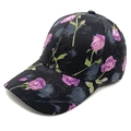 Berretto da donna nero con stampa floreale viola e dettagli vintage effetto usurato - M (56-58cm) / Floreale Viola