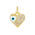 18K gold plated heart evil eye pendant with white enamel and clear zircon inlay - White Eye Heart 2