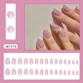Unghie finte press on nails occhio di gatto rosa viola a forma ovale mostrate in set completo - Tipo di Colla / Sogno Dolce Rosa Viola-Stile Occhio di Gatto (W1976)