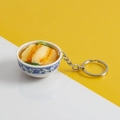 Miniature blue and white porcelain bowl keychain with realistic braised pork and greens - No.31 Braised Pork Noodles (Model)