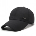 Schwarze Baseballkappe aus Baumwolle mit gebogener Krempe und Style-Metalldetail - Verstellbar / Schwarz