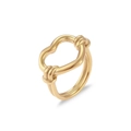 Detailansicht eines goldenen Edelstahlrings mit einzigartigem hohlem Knotendesign - US 7 / Hohlherz-Stil
