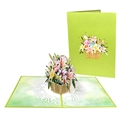 3D pop-up Easter card featuring a green rabbit flower basket with lily flowers - Easter Lily Basket