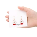 Winter glove Christmas earrings with green snowflake pattern and red borders - 15mm Christmas Glove Style 1