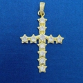 Elegant gold cross pendant with white gemstones and star-shaped metal accents - Star Base Inlaid Diamond Cross Pendant (751)