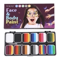 12-color water-based face and body paint palette with professional brush for events - 3012G Single Box (Including 2 Pens)