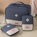 3-piece set of navy and beige oxford fabric first-aid pouches in three sizes - Three-Piece Set / Blue (Set of 3)