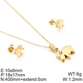 Goldenes Edelstahl-Schmuckset mit süßem Schweinchen-Anhänger und passenden Ohrsteckern - Gold Schwein Stil (KS132945-K)
