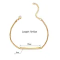 Gold stainless steel box chain bracelet with rectangle ID tag, size 16+5cm length - Women's Gold Box Chain Short Bar (JZB763-nv)