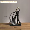 Statua moderna coppia di ballerini nero e oro 25,6 cm per home decor - Ballo abbracciato (Oro)