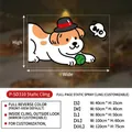 Cartoon puppy Christmas window decal size guide with electrostatic double-sided display - Puppy with Top Hat / Small (40x25cm)
