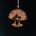 Handmade Tree of Life pendant featuring orange-red stones and yellow center stone detail - Water Red Tree of Life (Trunk)