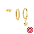 Minimalist S925 sterling silver gold earring set with star charms and crystal accents - Five-Point Star Pendant Set (Gold #4)