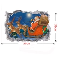 Sticker mural 3D Père Noël et renne volant, dimensions de 57cm par 39cm - 57*39cm