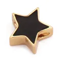 Star-shaped DIY bead accessory with golden metal frame and black enamel center - Star-Black