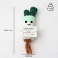 Handmade crochet green onion doll with motivational card, 9.5cm knitted positive ornament - Scallion With Brown Root P Card