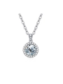 Silber Moissanit Halo Anhänger Halskette, elegante klassische runde Zirkon Kette. - Runder Halo-Anhänger / Nur Anhänger (Keine Kette) / Platin Farbe Stil