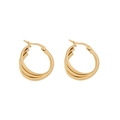 Elegant gold-plated triple hoop earrings featuring a minimalist layered geometric C-shape - Three-layer Round Style (1#)