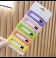 Rectangle PU leather hair clips set in purple, pink, green, orange, and yellow - Light Pink