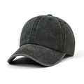 Vintage washed cotton baseball cap in dark grey with a distressed minimalist aesthetic - Adult 56-60cm / Dark Green