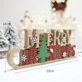 Décoration de Noël en bois Merry Christmas avec sapin vert et lettres rouges - Design d'Arbre de Noël Enseigne Lettre