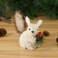 Décoration d'écureuil faite à la main avec fourrure blanche et pomme de pin pour Noël - Style Blanc Cassé (Style A)
