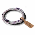 Three-layer 4mm natural amethyst and gemstone beaded bracelet set with paper tag - FK1774-Mixed Color Gemstone Set