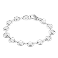 Bracciale a catena minimalista in argento con ciondoli geometrici tondi e chiusura a moschettone - Stile Cavo a Croce Argento (KB160616-Z) / Argento