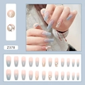Faux ongles longs trapèze avec dégradé bleu-rose et strass en diamant 3D étincelants - Menthe Glacée (Z378)
