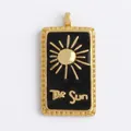 Tarot The Sun rectangular pendant in gold-plated alloy with black enamel finish - Tarot Sun Black Enamel