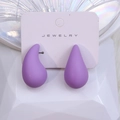 Chubby teardrop stud earring in matte lavender purple acrylic for a stylish look - Purple