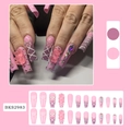 Pink and purple coffin nails with 3D jelly bears, bows, and crystals in a long handmade set - BKS2983 3D Bear Design